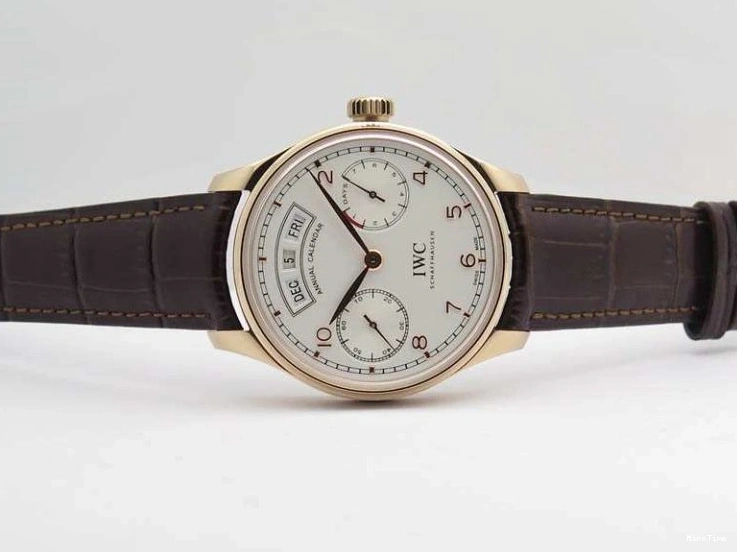 MIROTIME 0318 Portuguese Real PR Real Annual Calendar RG IW503504 YLF 1:1 Best Edition White Dial On Leather Strap A TimelessDesign 7242